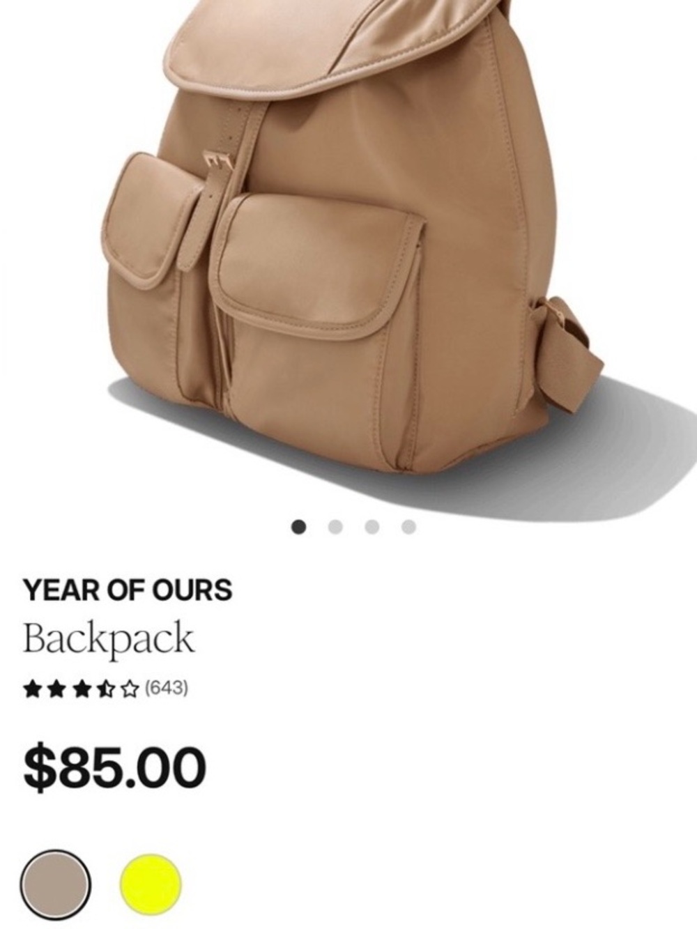 Year of Ours Taupe Front-Pocket Backpack